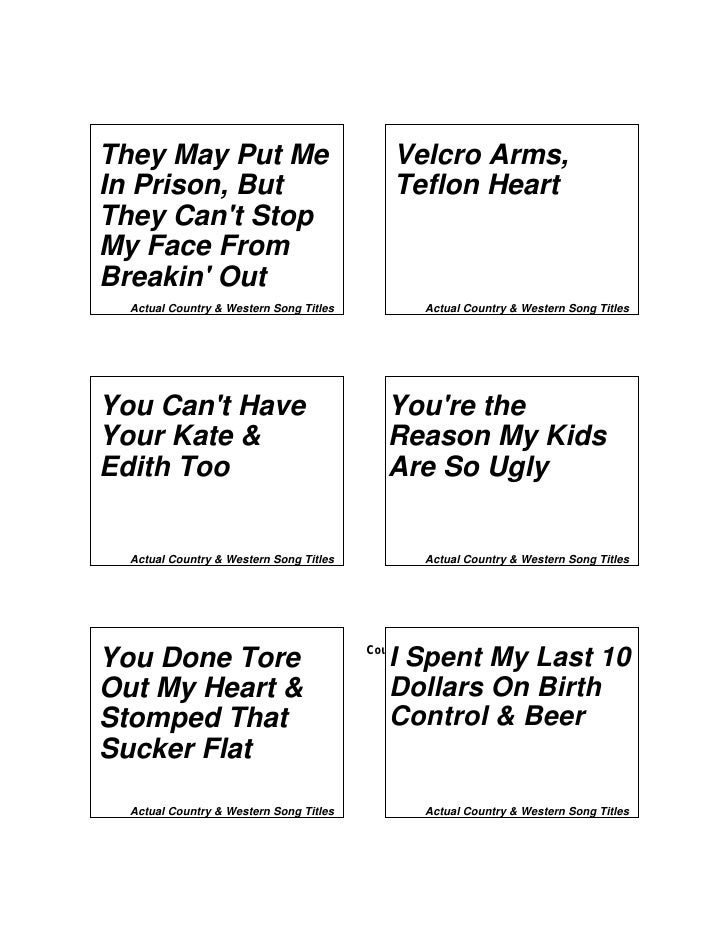 Country western song titles